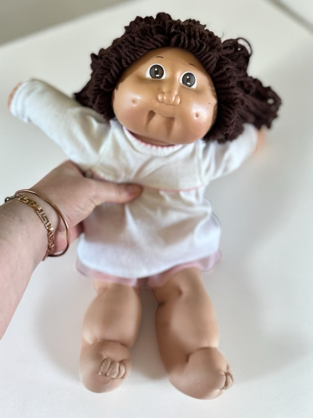 Vintage Cabbage Patch Kids Doll 1993 Yarn Hair Brown Girl